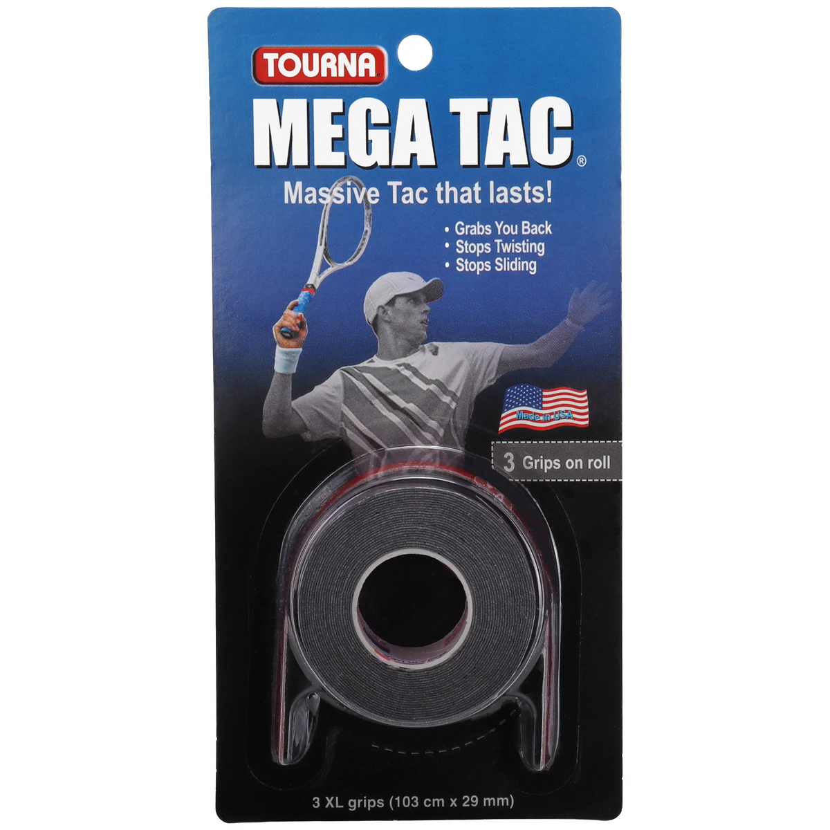 Tourna Mega Tac Extra Tacky Overgrip Zwart – 3 Pack