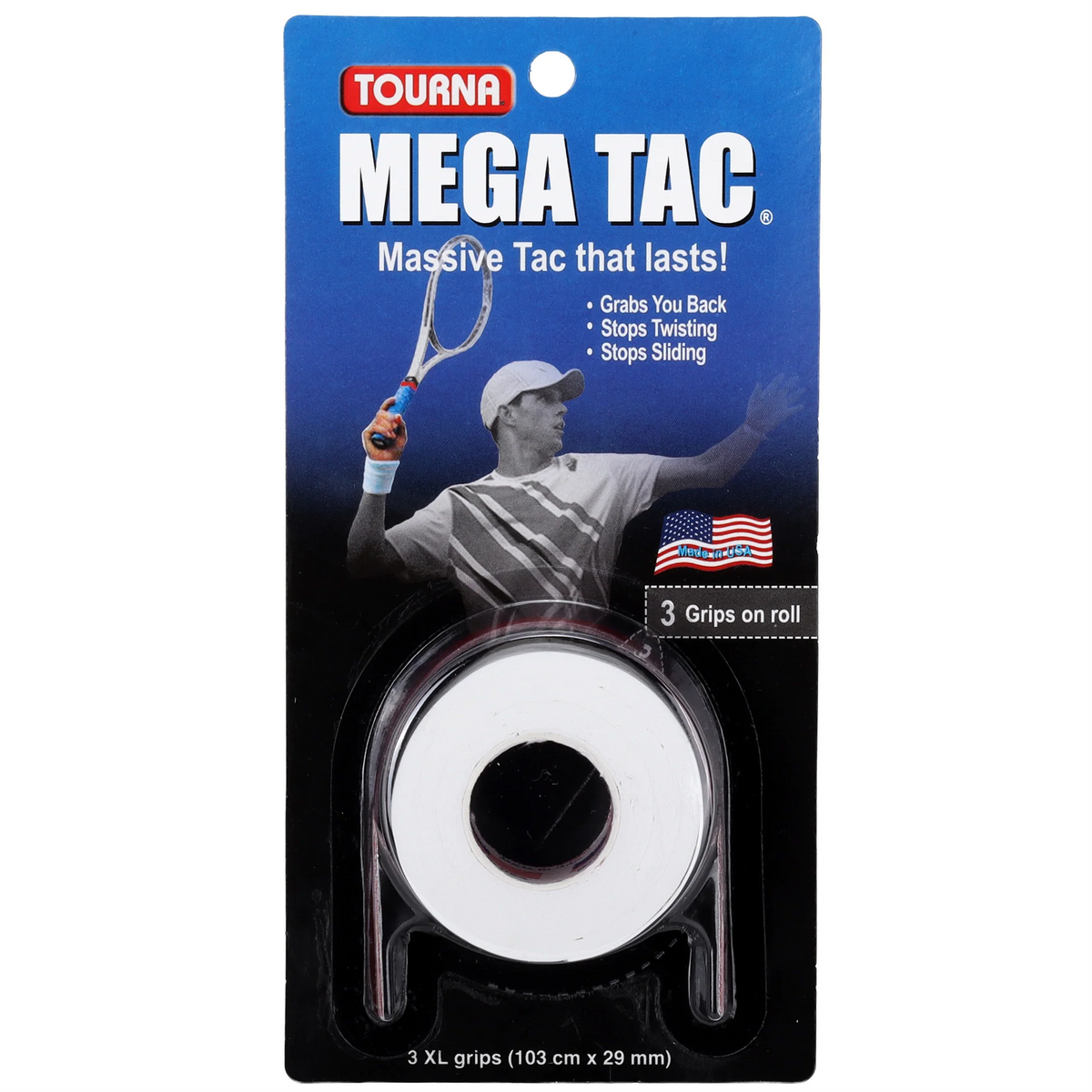 Tourna Mega Tac Extra Tacky Overgrip Wit – 3 Pack